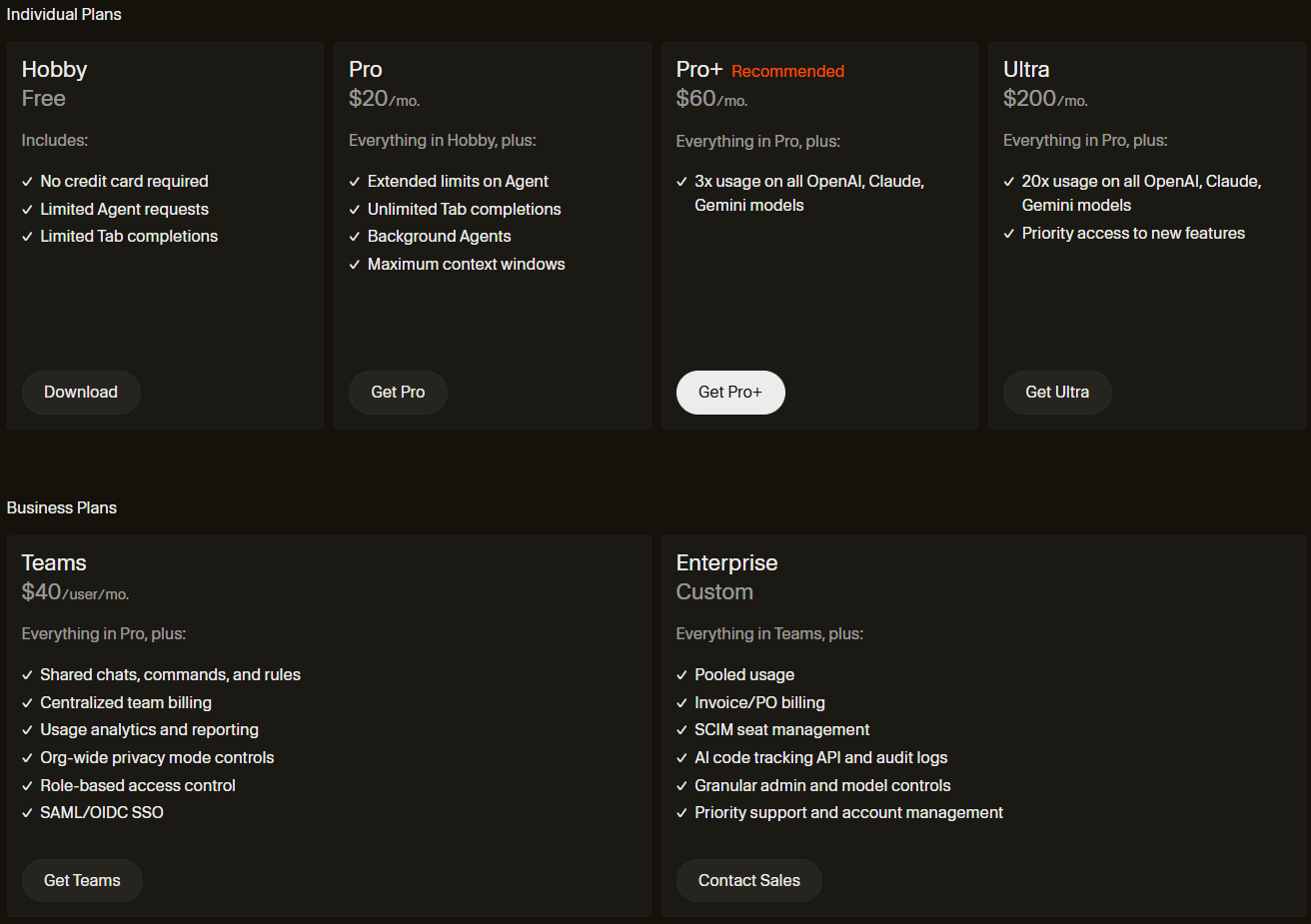 Cursor AI Pricing Plans